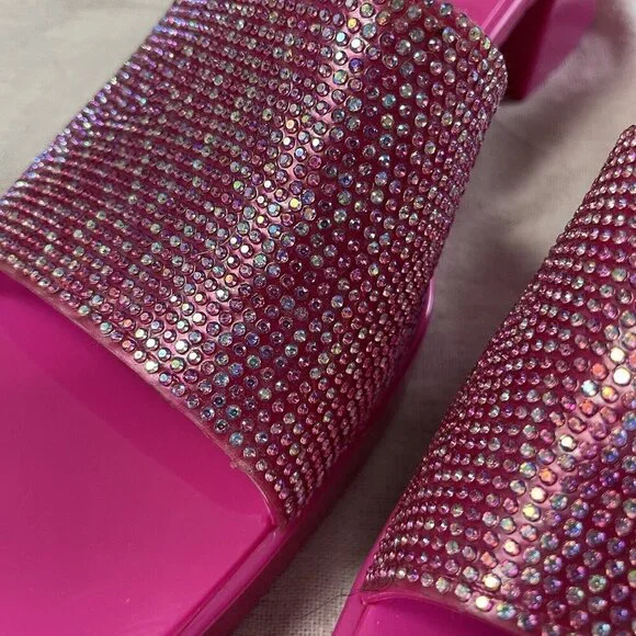 Rouge Helium Hot Pink Stud Embellished Slip On Sandal Womens 11 Barbiecore Y2K - Picture 11 of 11